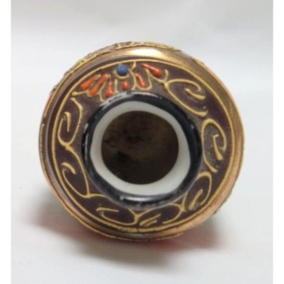 Vintage Satsuma Style Hand-Painted Porcelain Mini Vase Gold Accents From Japan - Picture 5 of 6